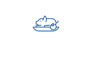 Roasted pig line icon concept