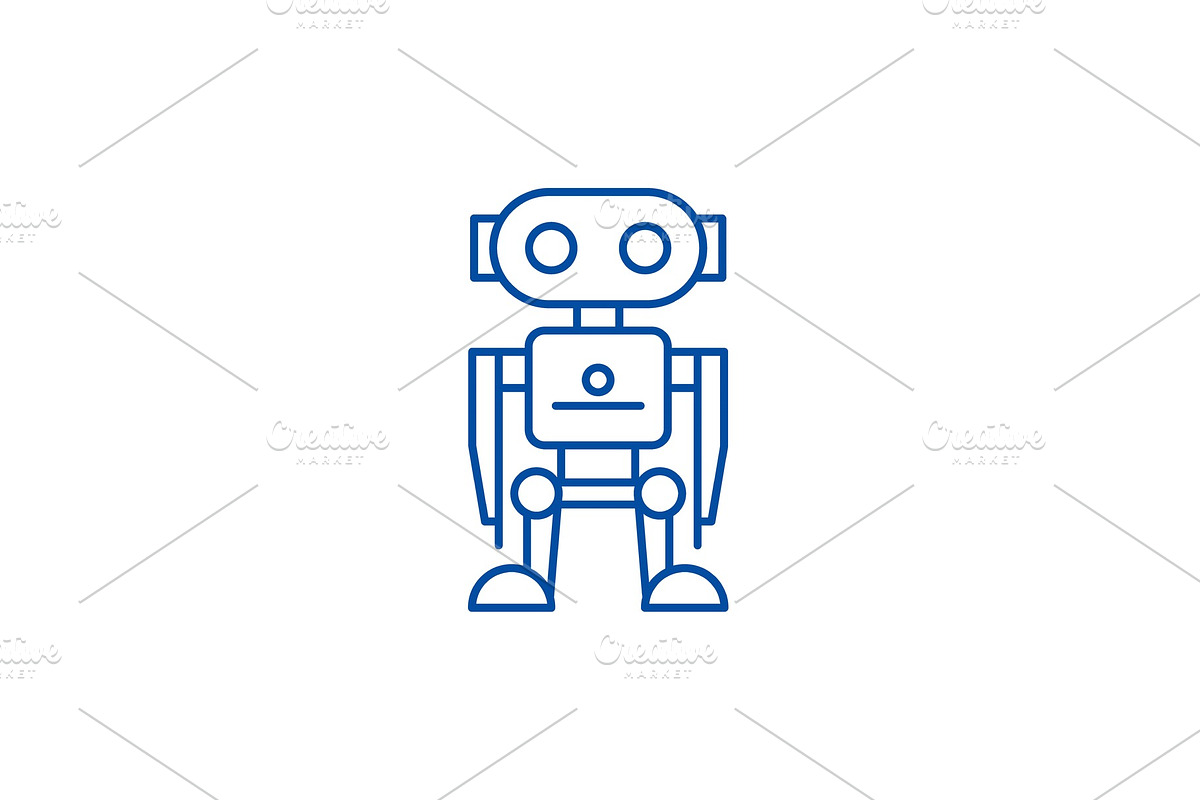 Robot line icon concept. Robot flat in Illustrations - product preview 8