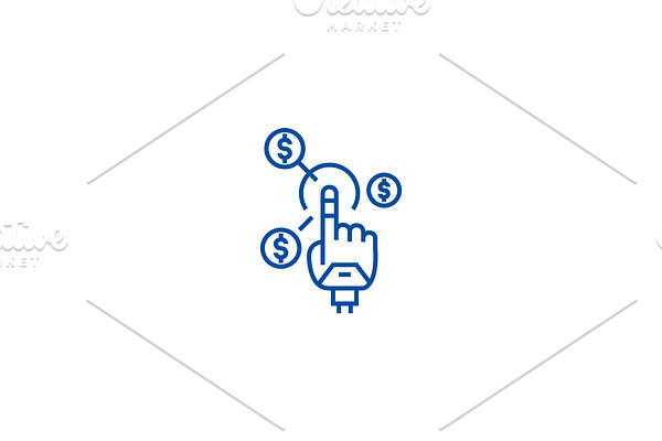 Robot hand, future finance line icon
