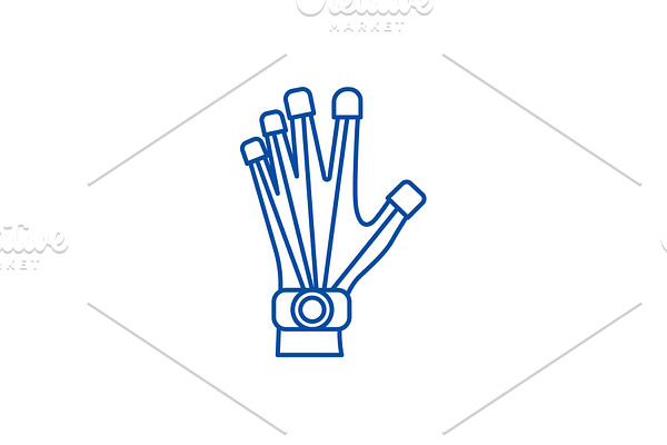 Robotics hand line icon concept