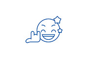 Rock star emoji line icon concept