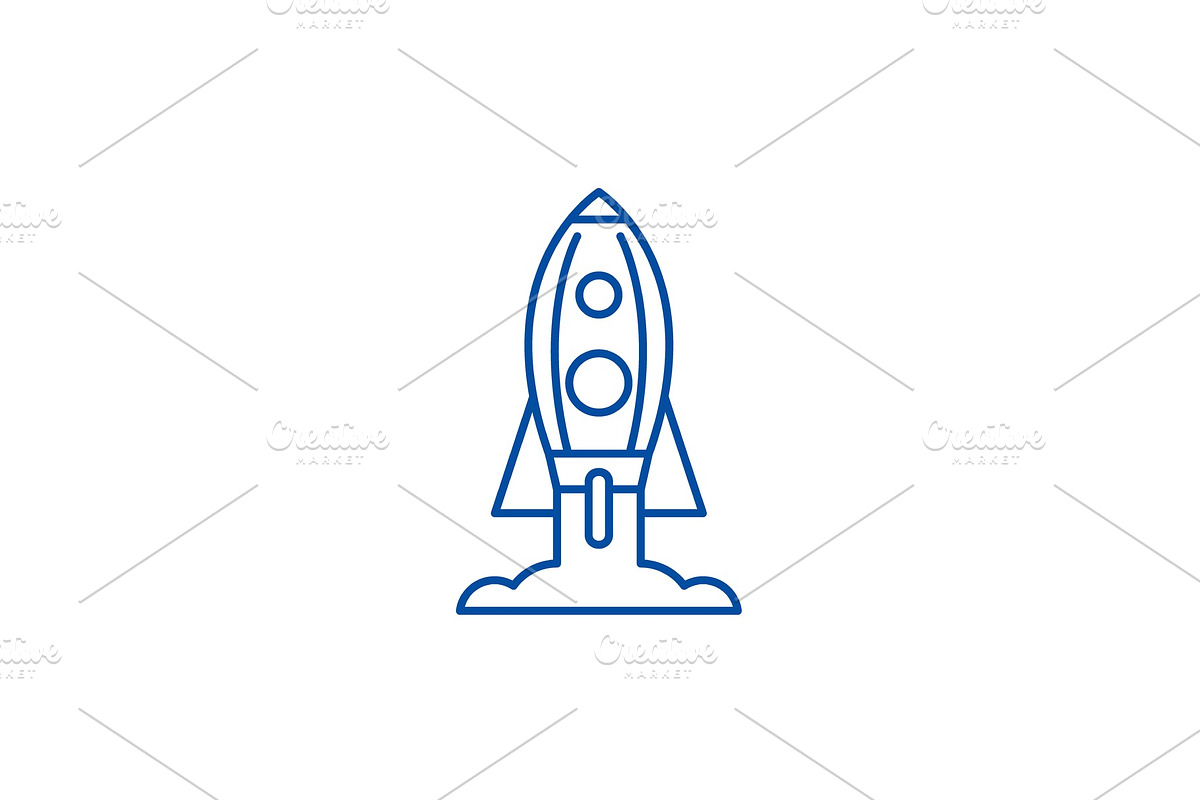 Rocket launch line icon concept in Illustrations - product preview 8
