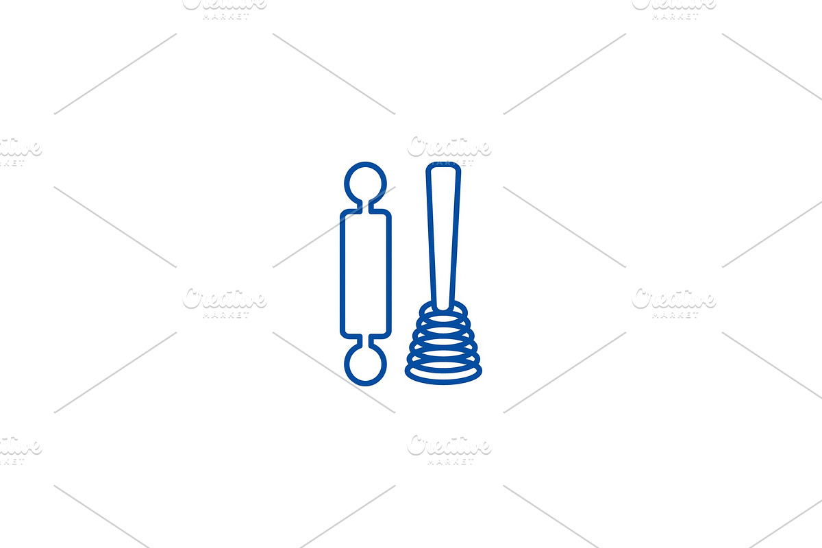 Roller and whisk line icon concept in Objects - product preview 8