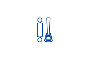 Roller and whisk line icon concept