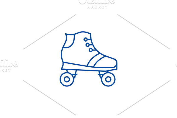 Roller skates line icon concept