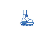 Roller skating line icon concept
