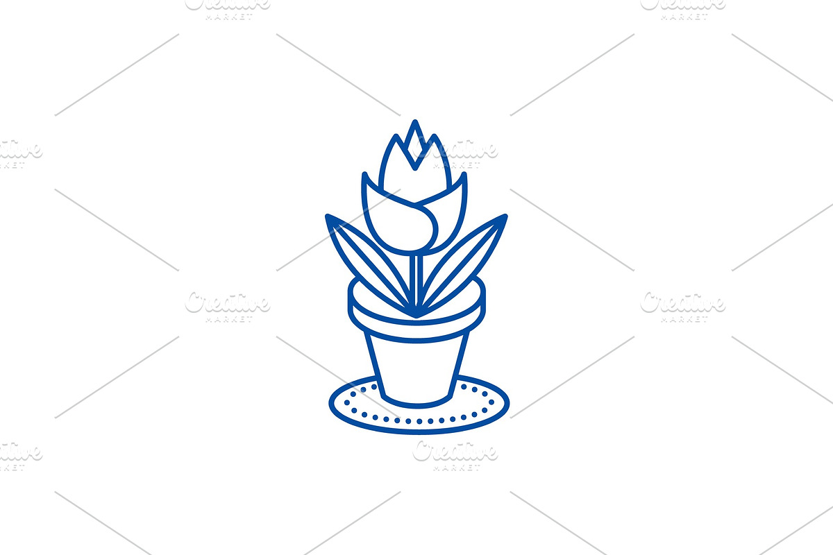 Rose plant pot line icon concept in Illustrations - product preview 8