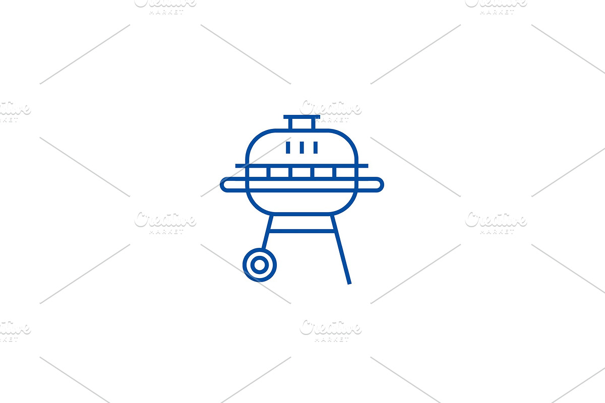 Round barbeque line icon concept in Illustrations - product preview 8