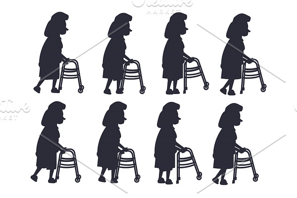 Elderly Woman with Walking Frame