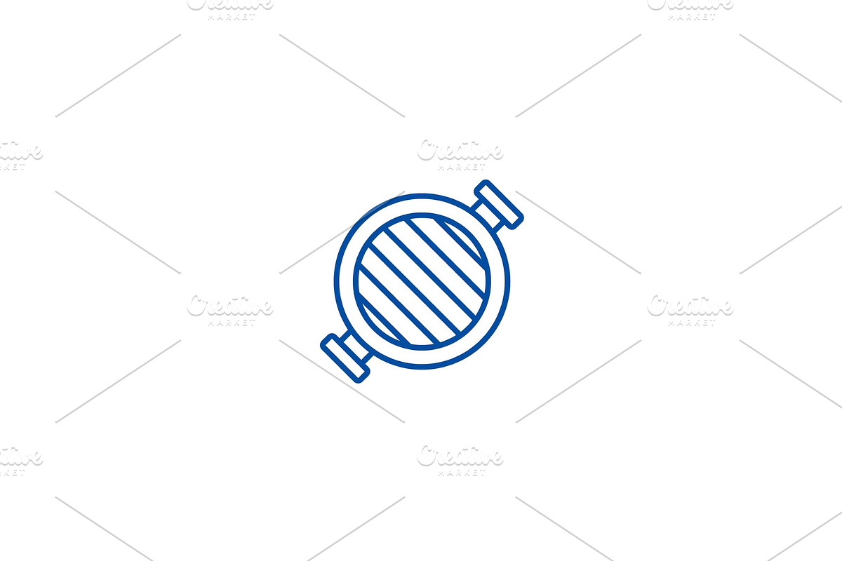 Round grill line icon concept. Round in Illustrations - product preview 8