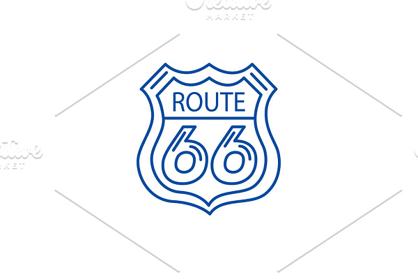 Route 66 sign line icon concept