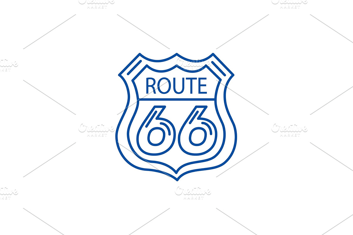 Route 66 sign line icon concept in Illustrations - product preview 8