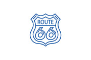 Route 66 sign line icon concept