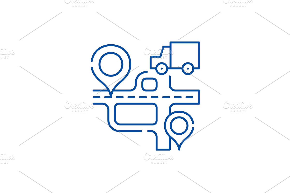Route navigation line icon concept in Illustrations - product preview 8