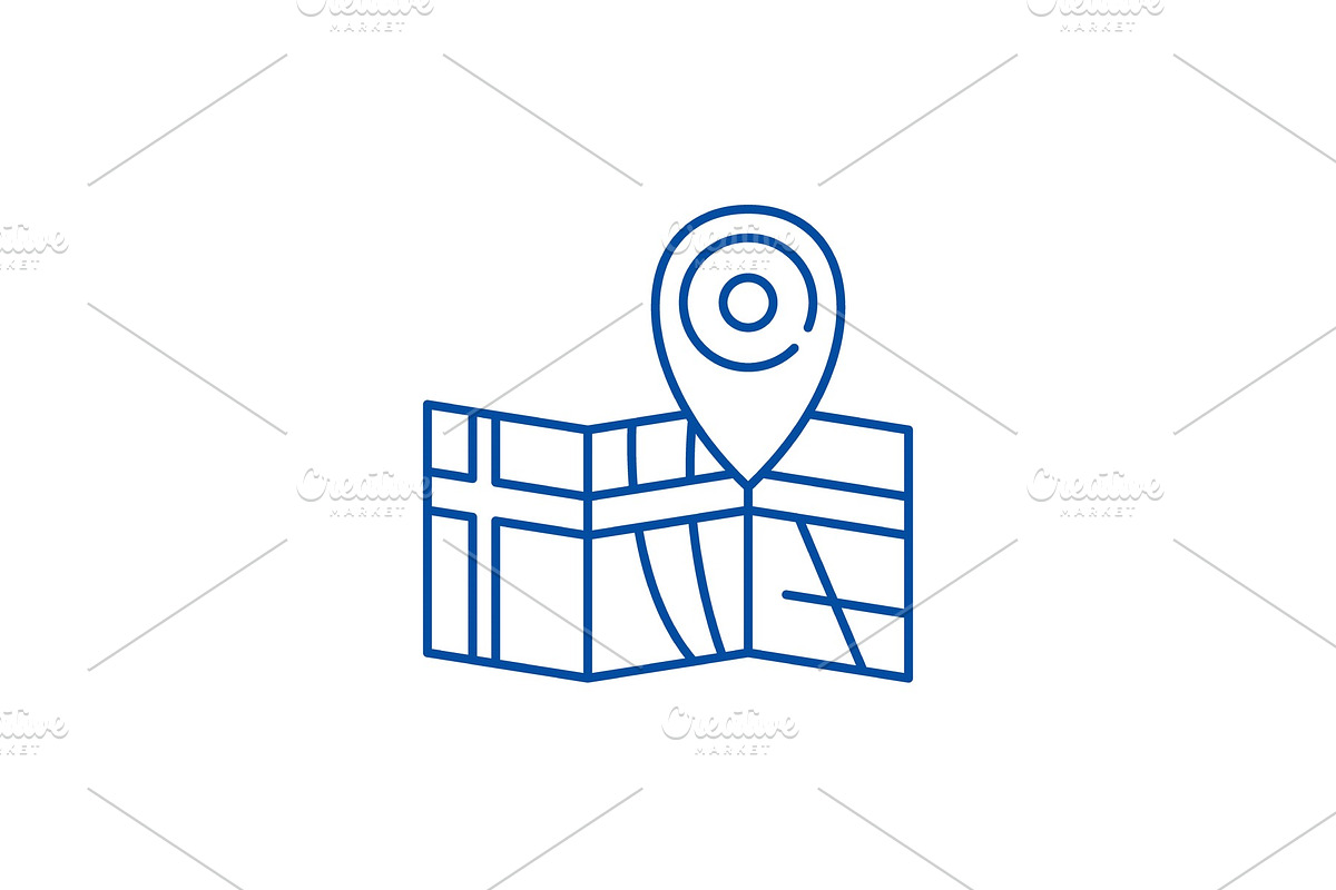 Route on the map line icon concept in Illustrations - product preview 8