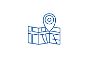 Route on the map line icon concept