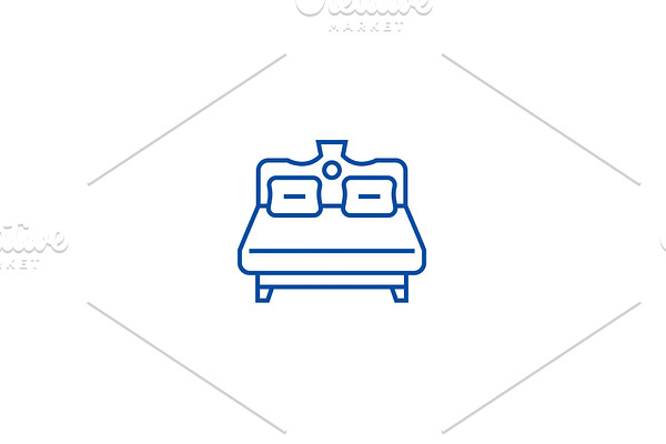 Royal double bed line icon concept