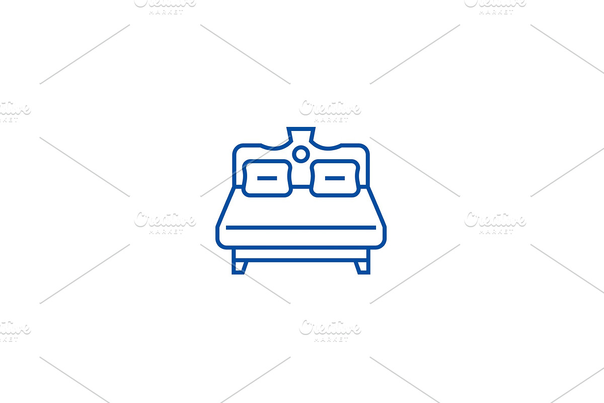 Royal double bed line icon concept in Illustrations - product preview 8