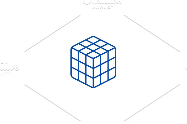 Rubik cube line icon concept. Rubik