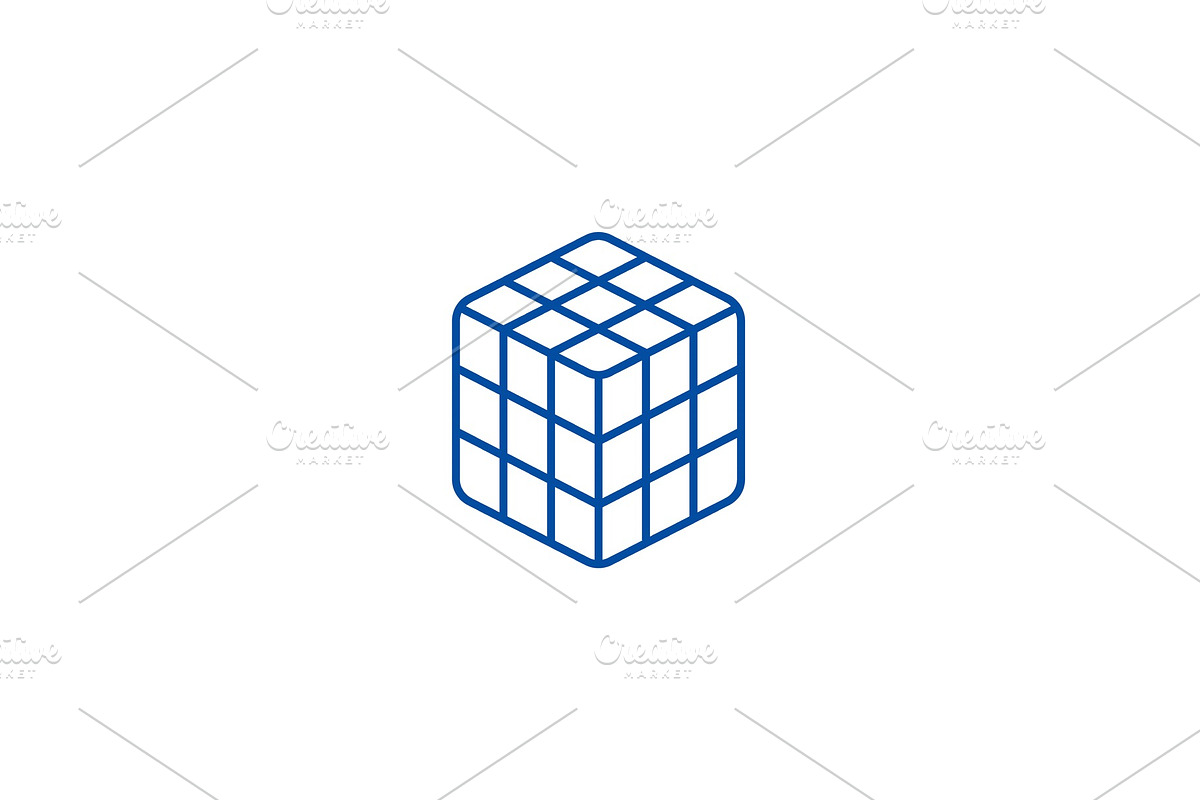 Rubik cube line icon concept. Rubik in Objects - product preview 8