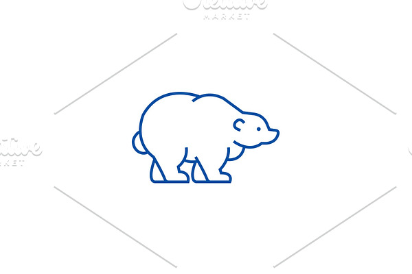Russian bear line icon concept