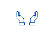 Safe hands line icon concept. Safe