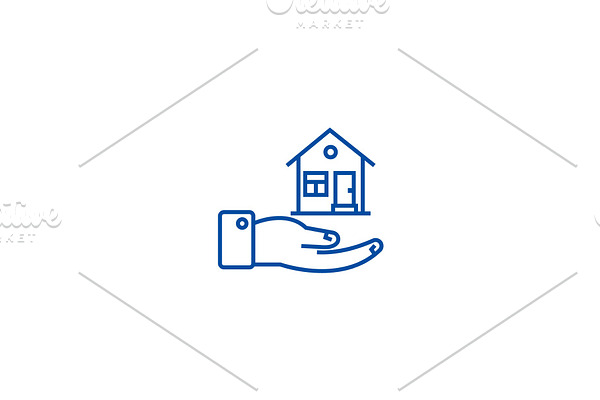 Safety house line icon concept