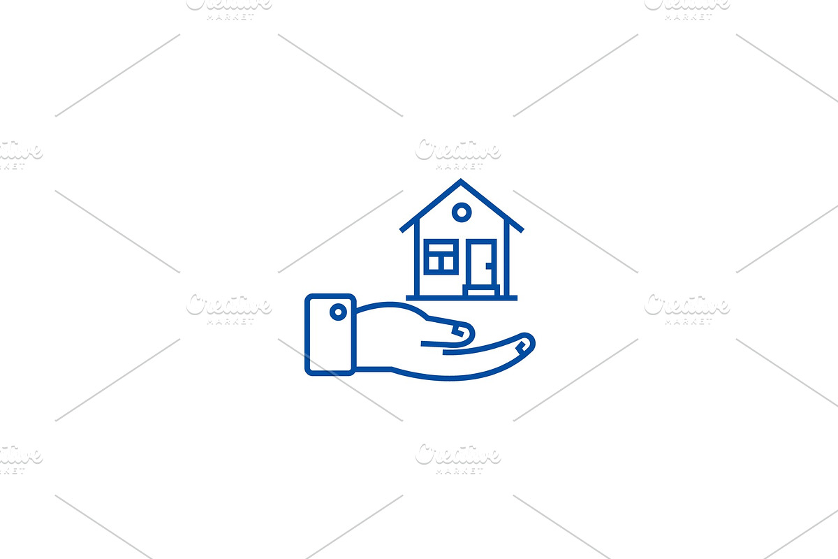 Safety house line icon concept in Illustrations - product preview 8