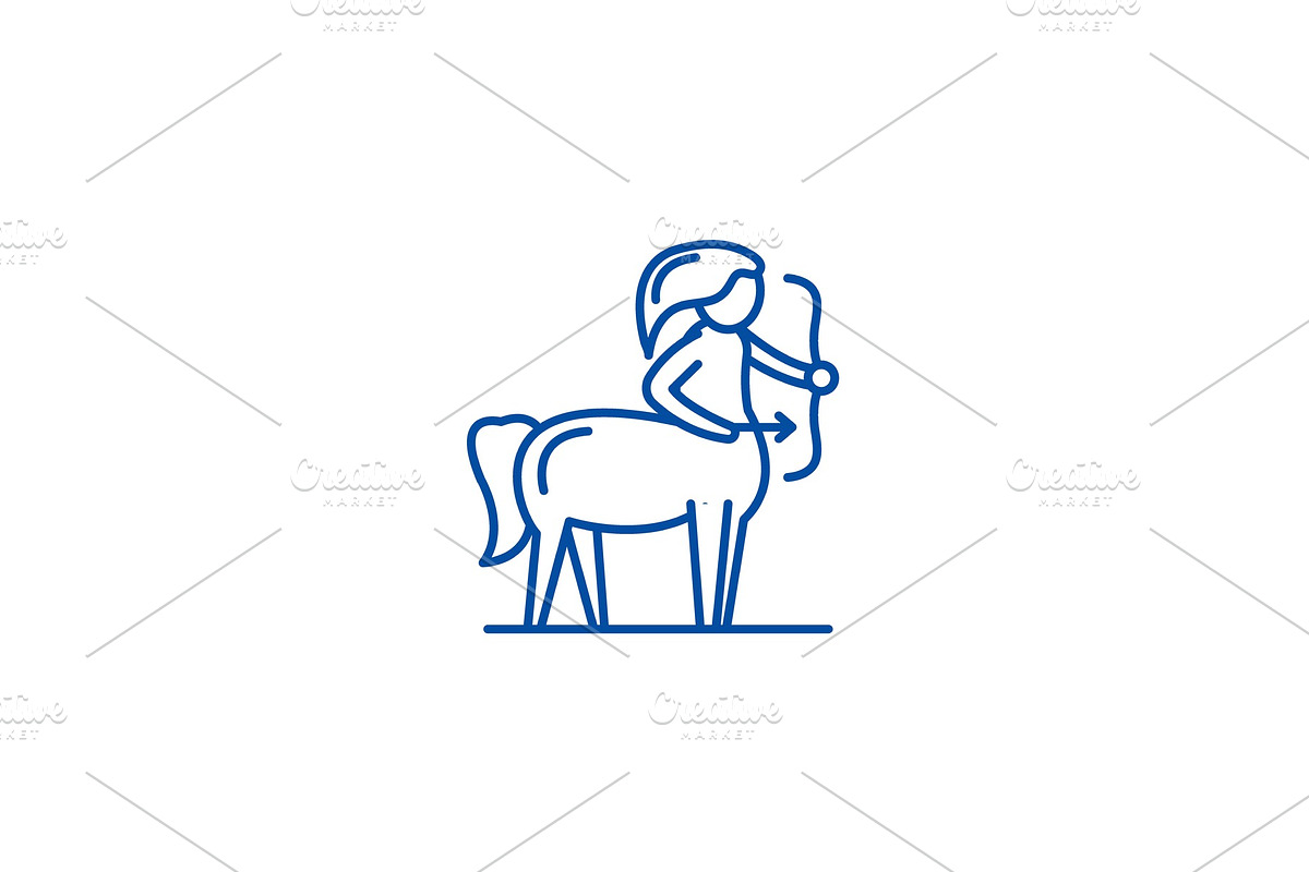 Sagittarius zodiac sign line icon in Illustrations - product preview 8