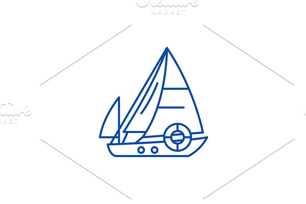 Sailboat line icon concept. Sailboat