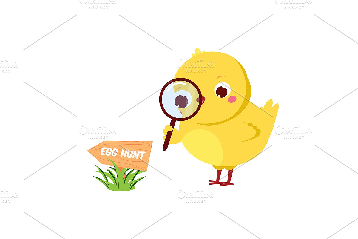 Cute chicken go to Easter egg hunt in Graphics - product preview 8