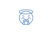 Saint emoji line icon concept. Saint