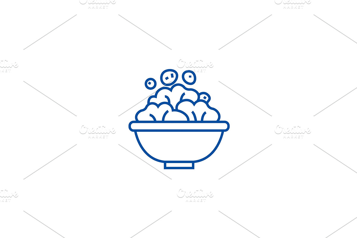 Salad bowl line icon concept. Salad in Illustrations - product preview 8