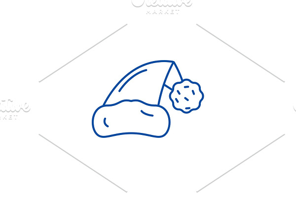Santa claus hat line icon concept
