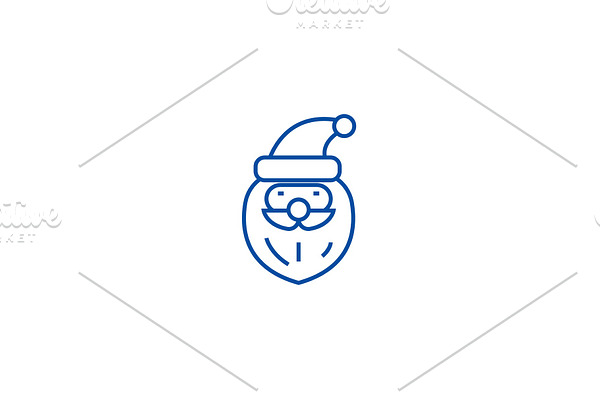 Santa claus head line icon concept