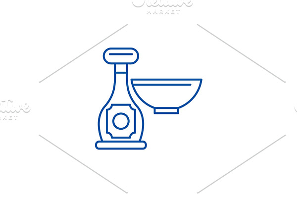 Sauce in a bottle line icon concept