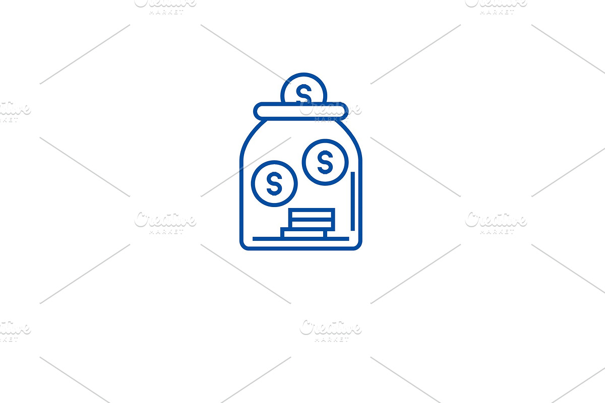 Saving money jar line icon concept in Illustrations - product preview 8