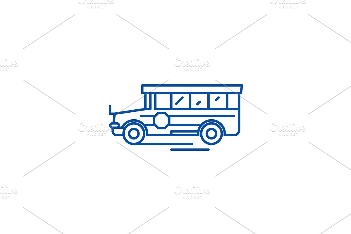 School bus line icon concept. School in Illustrations - product preview 8