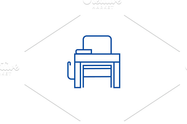 School desk line icon concept