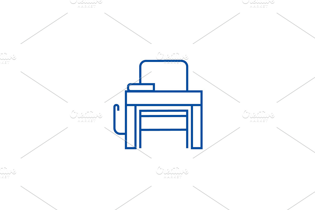 School desk line icon concept in Illustrations - product preview 8