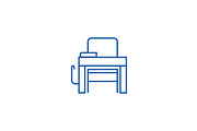 School desk line icon concept