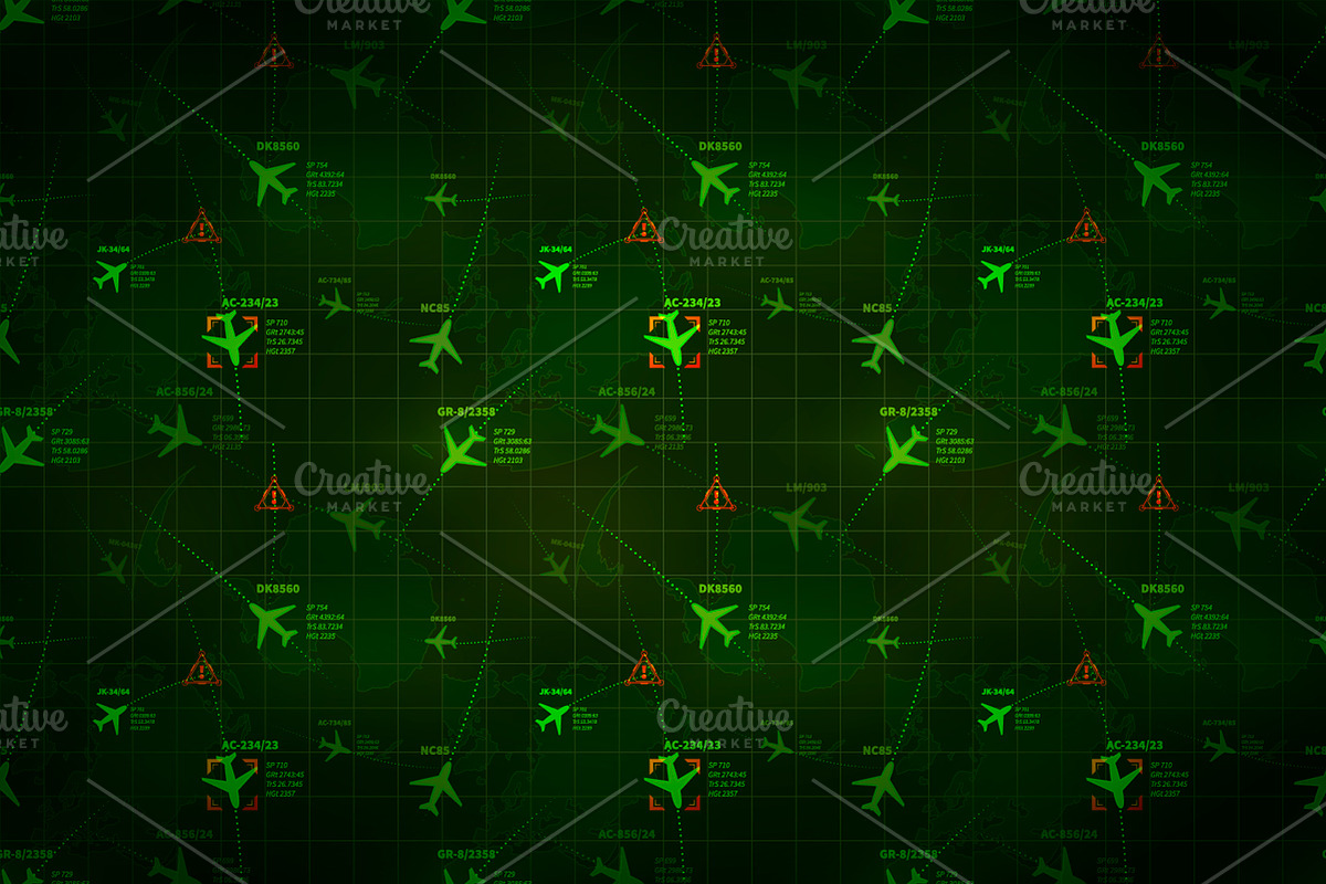 Green military radar with planes in Illustrations - product preview 8