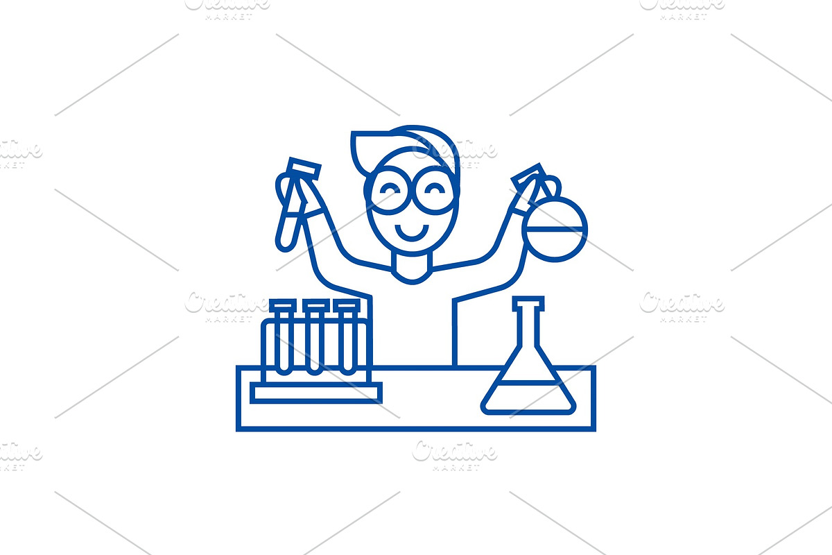 Science in school, lab tests line in Illustrations - product preview 8