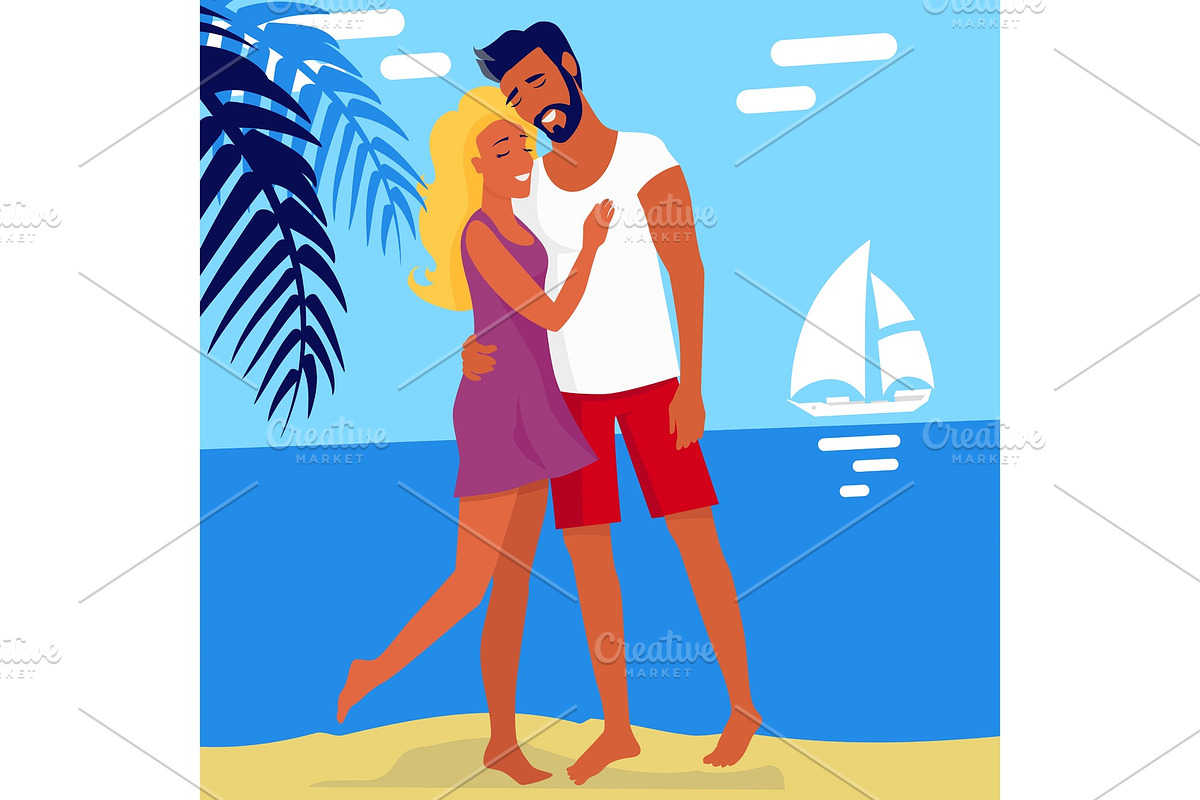 Lovely Hugging Couple Isolated on in Illustrations - product preview 8
