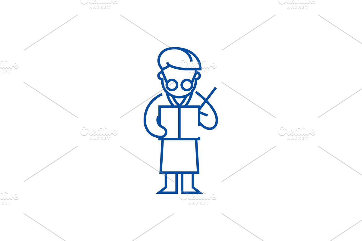 Scientist writing line icon concept in Illustrations - product preview 8