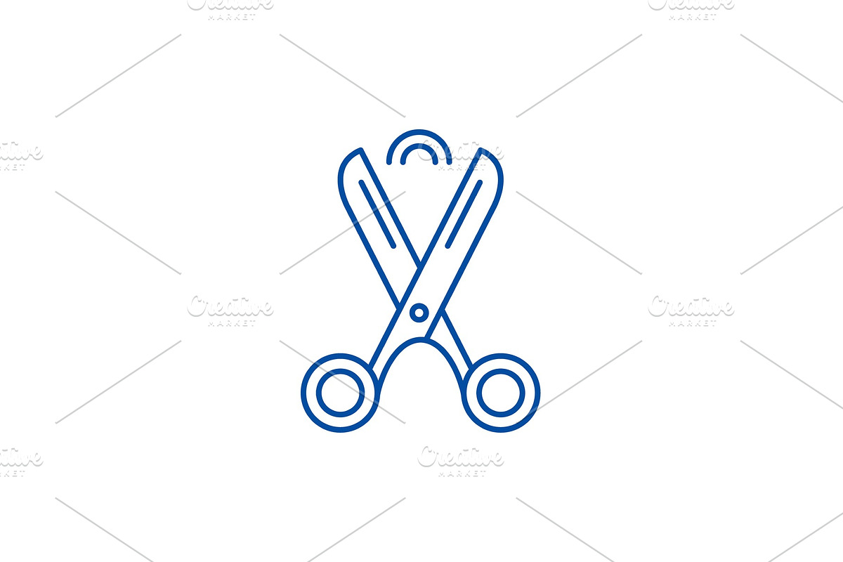 Scissors line icon concept. Scissors in Objects - product preview 8