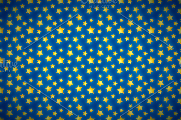 Glossy cute golden stars on blue