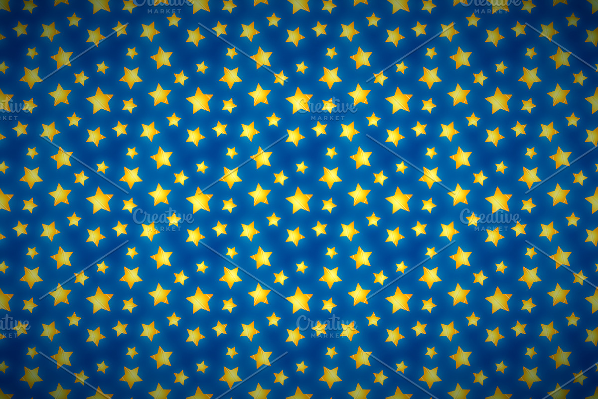 Glossy cute golden stars on blue in Illustrations - product preview 8