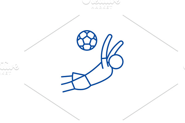 Score a goal in football line icon