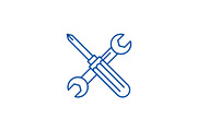 Screwdriver and wrench line icon